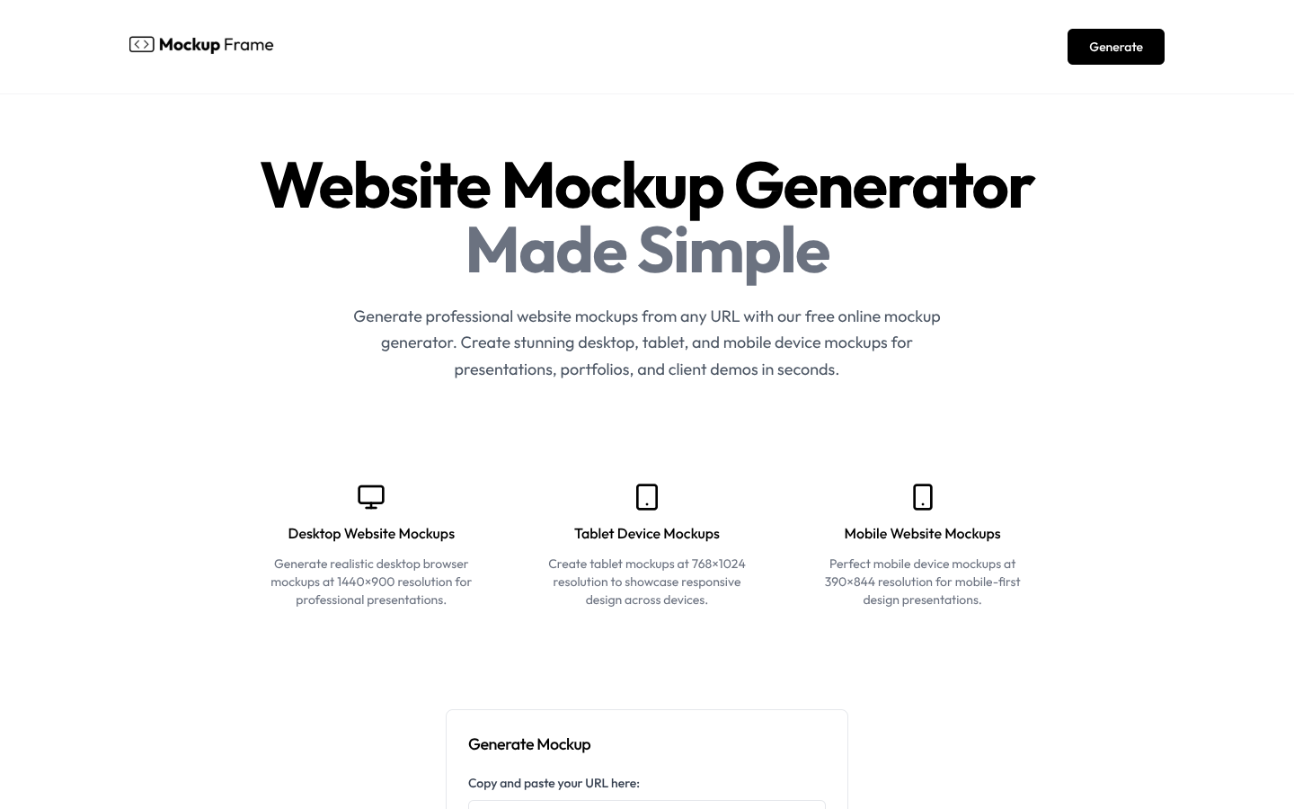 Mockup Frame desktop website design by Vertibase