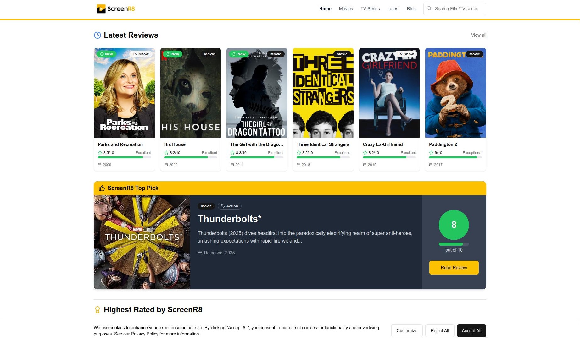 ScreenR8 desktop website design by Vertibase