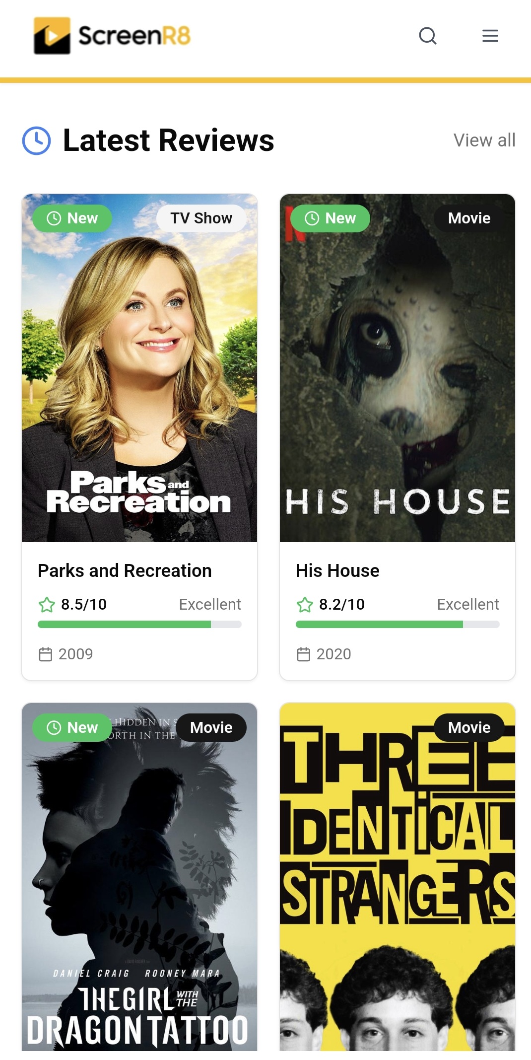 ScreenR8 mobile website design by Vertibase